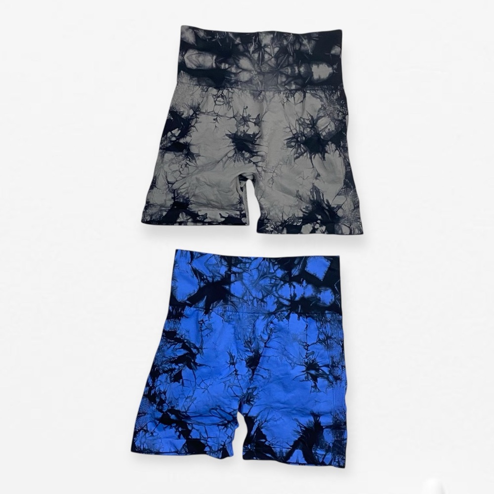 Set of 2 Yoga Tie-dye Seamless Fitness Sports Gym booty shaping Stretch Shorts S